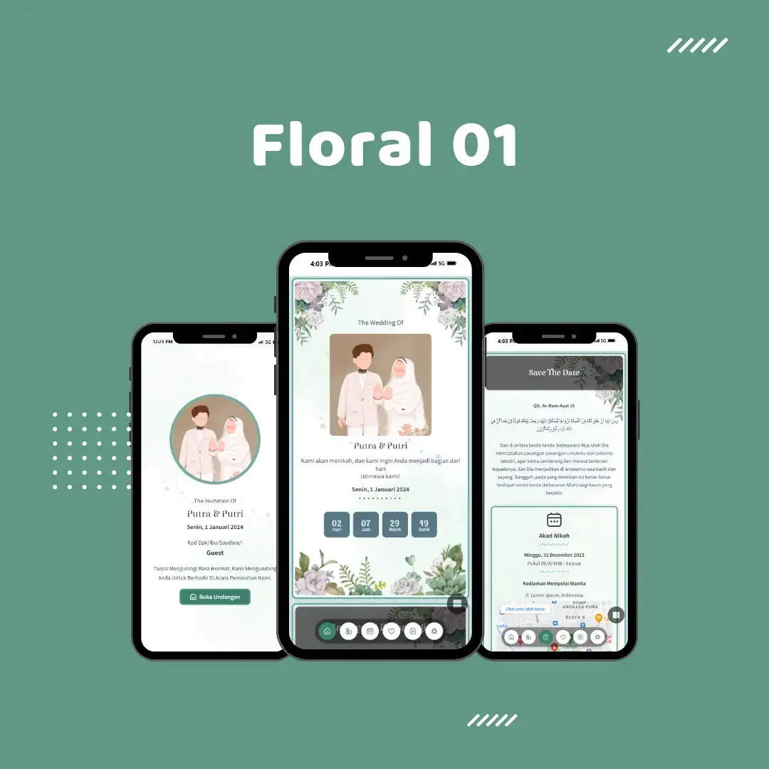 Tema undangan dinikahin floral 1